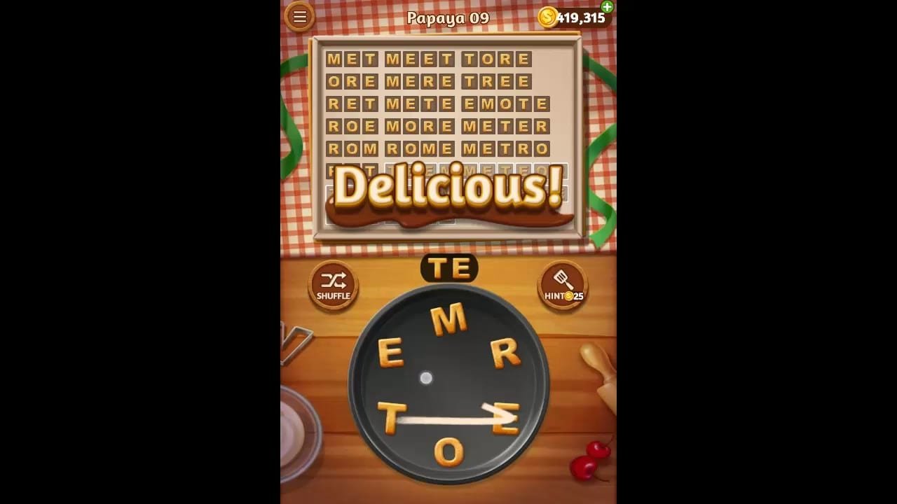 Word Cookies Papaya Pack Level 9 Answers