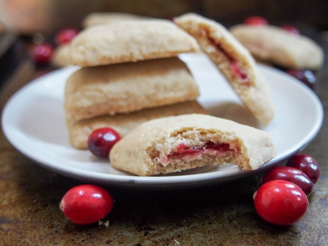 Cranberry Jam Filled Shortbread Cookies
