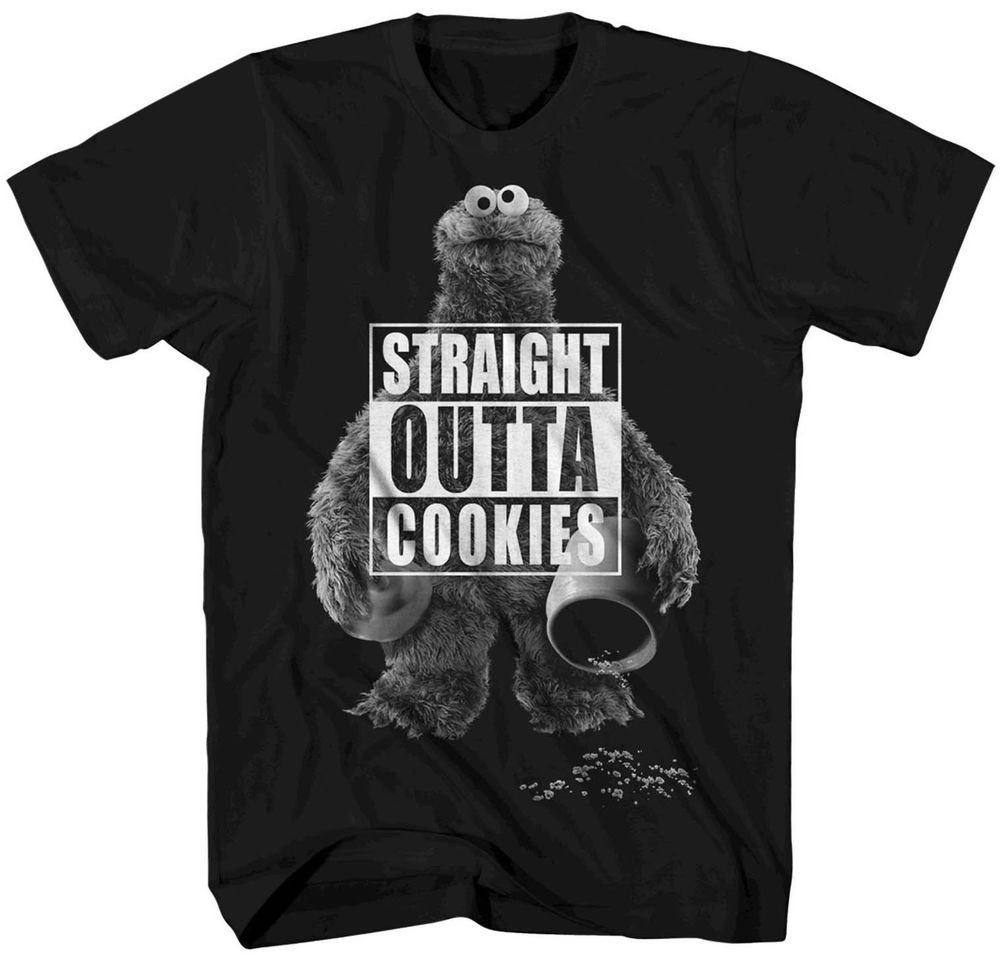 Cookie Monster Straight Outta Cookies Black Men's T