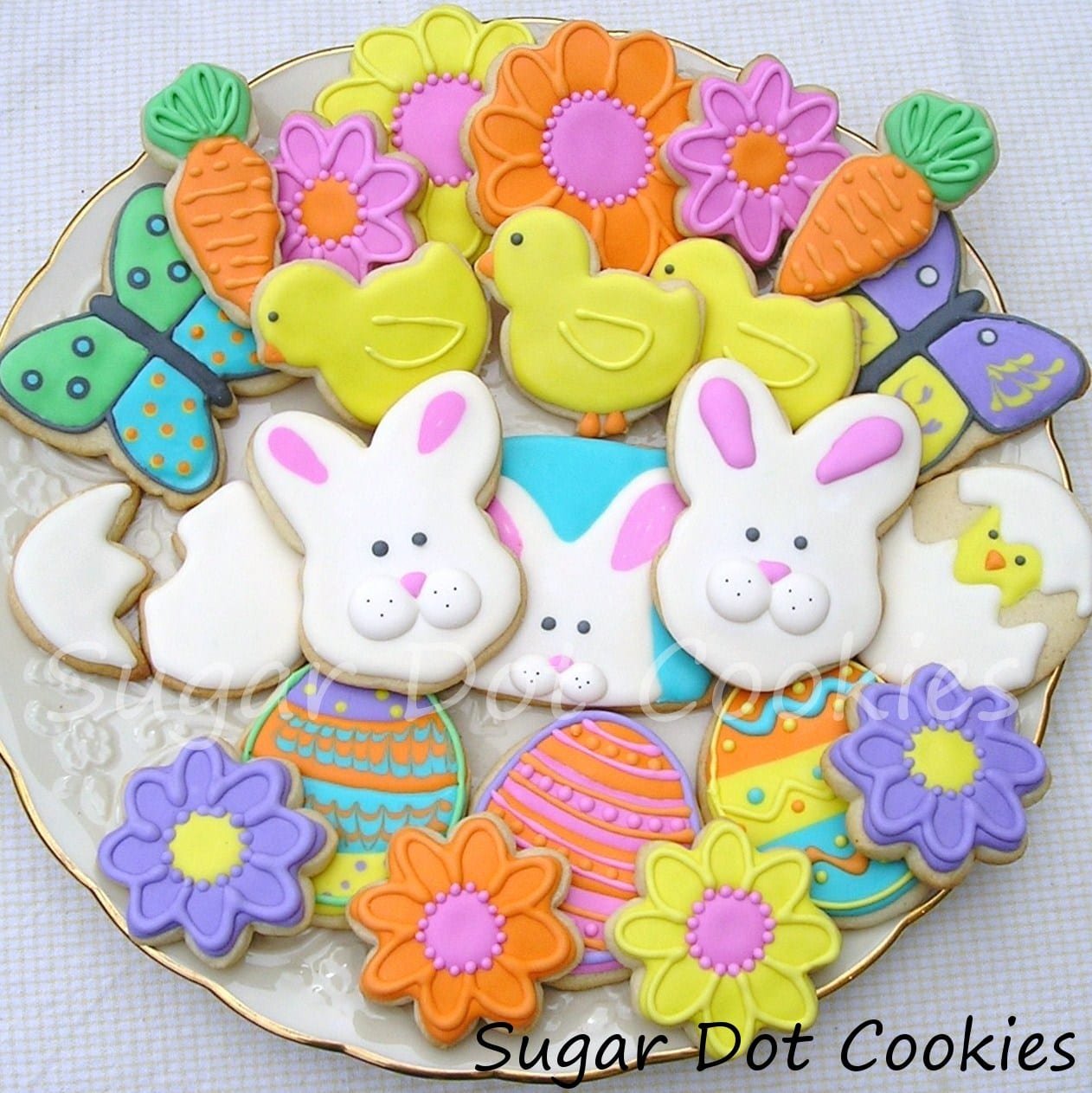 Sugar Dot Cookies  Easter Spring Decorated Sugar Cookies