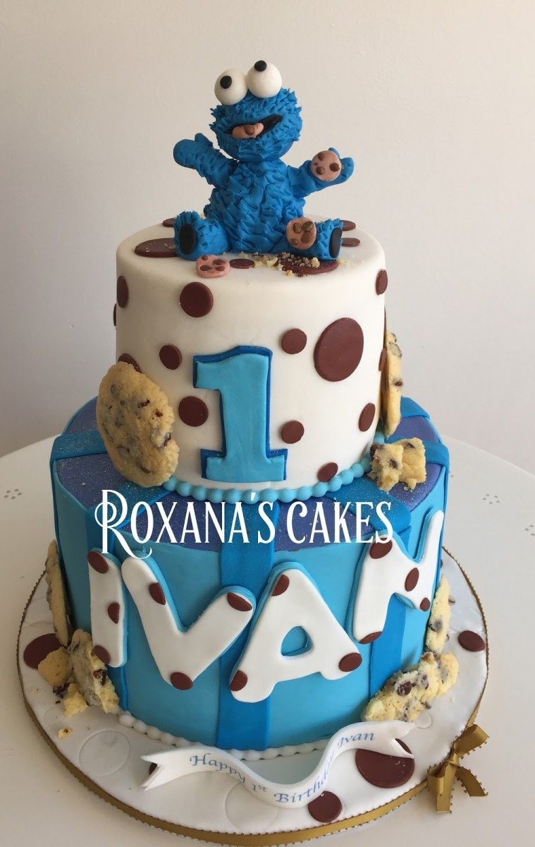 Baking With Roxana's Cakes  Cookie Monster 1st Birthday Cake