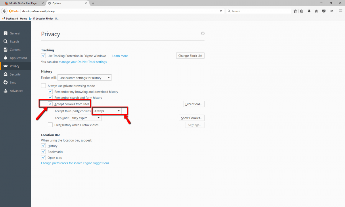 Enable Cookies Firefox