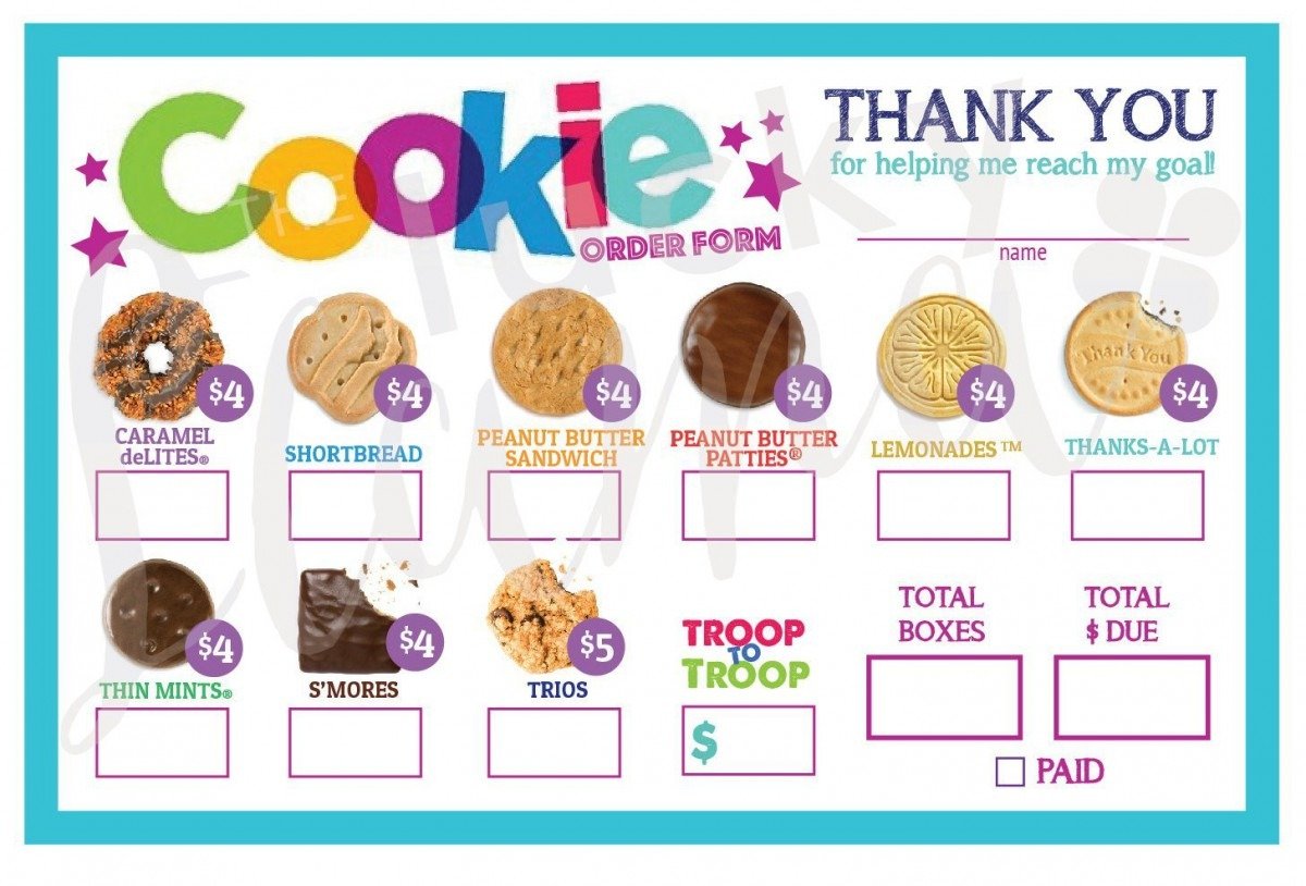 Cookies order. Girl Scout cookies. Cookie form. Cookie Printable. ABC girl.