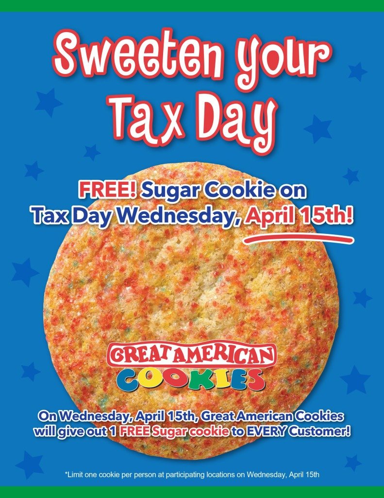 Great American CookiesÂ® Sweetens Tax Day 2015 With One Free Sugar