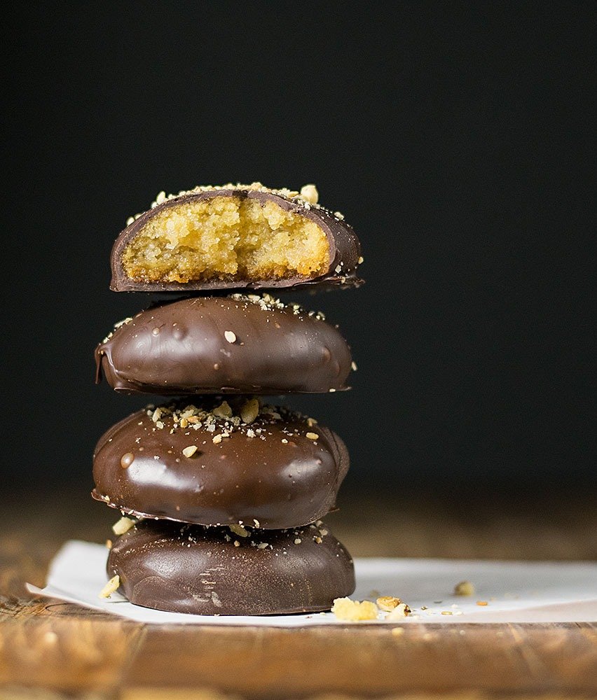 Chocolate Covered Greek Honey Cookies (honeyroons)