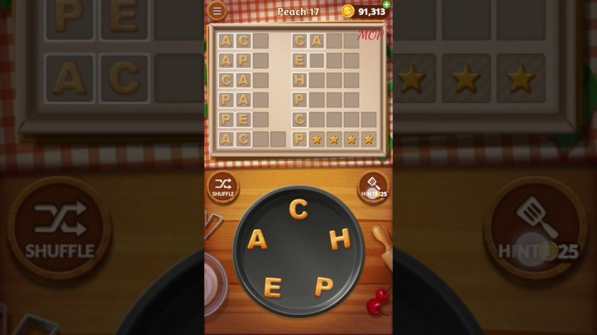 Word Cookies Peach Level 17 Talented Chef Solved
