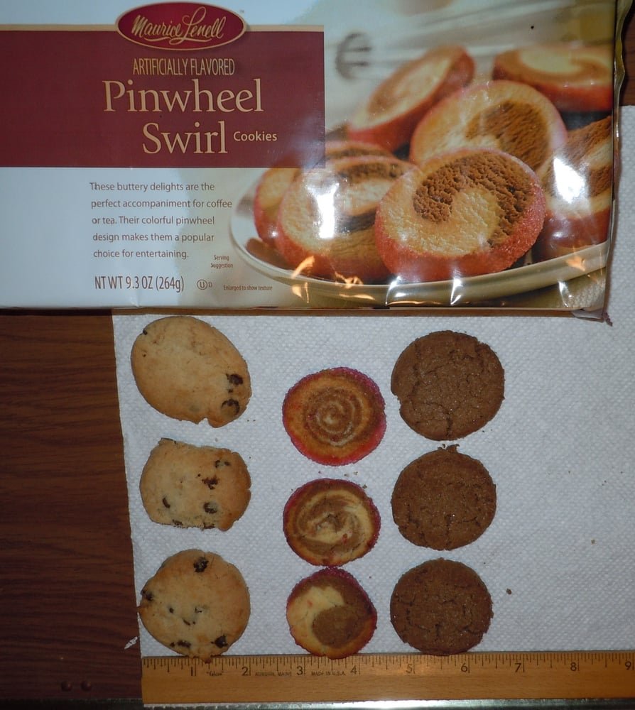 3 Cookies Each  Chocolate Chip, Pinwheel Swirl (note Pix On