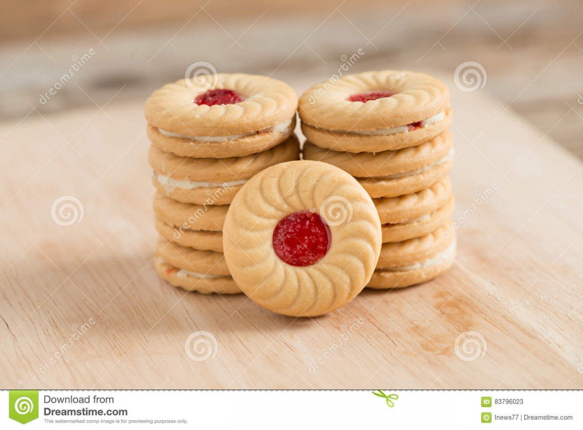 Butter Cookies With Strawberry Jam  Stock Image