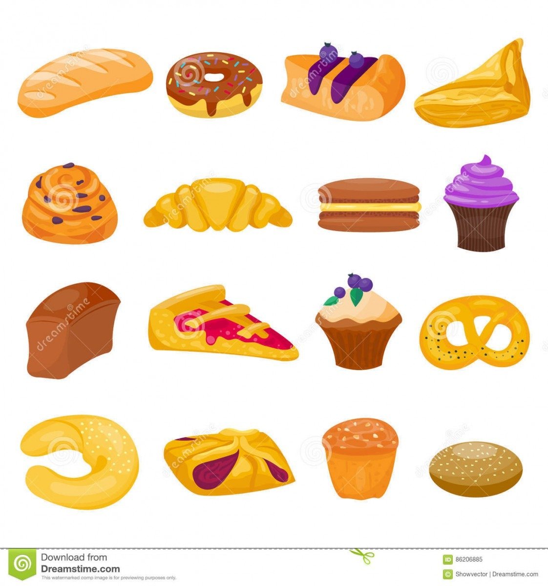 Cookie Cakes Isolated Vector Set Stock Vector
